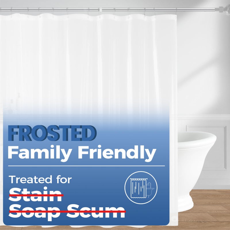 downluxe Set of 2 Frosted Shower Curtain Liner, PEVA Lightweight Plastic Shower Liner with 3 Magnets, 72" x 72" Waterproof Bathroom Curtain - Image 1